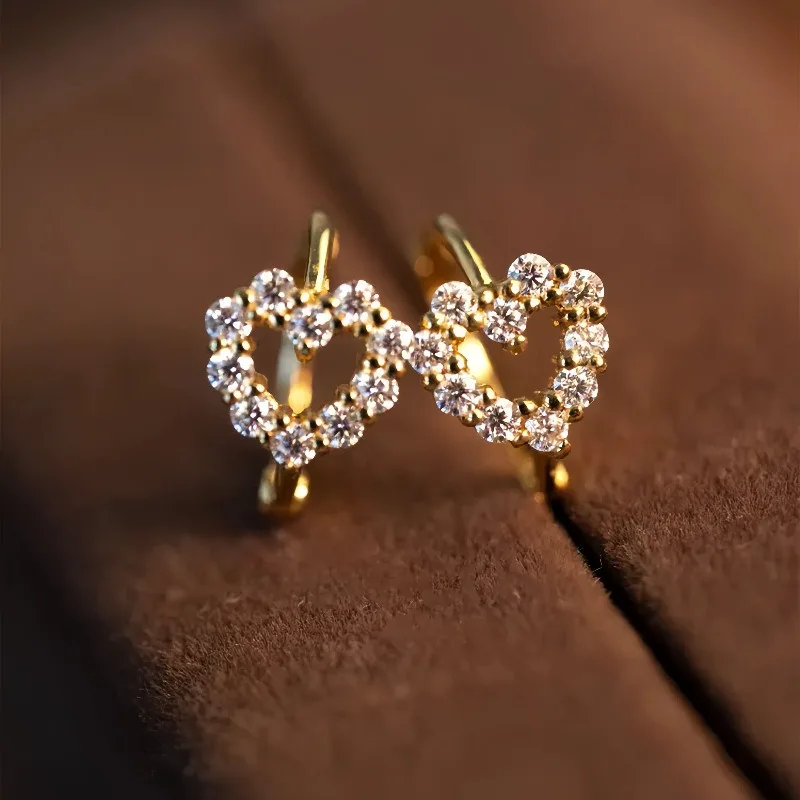 

S925 pure silver hollow heart earrings - women's jewelry gift - diamond-studded earrings - perfect for giving to your girlfriend