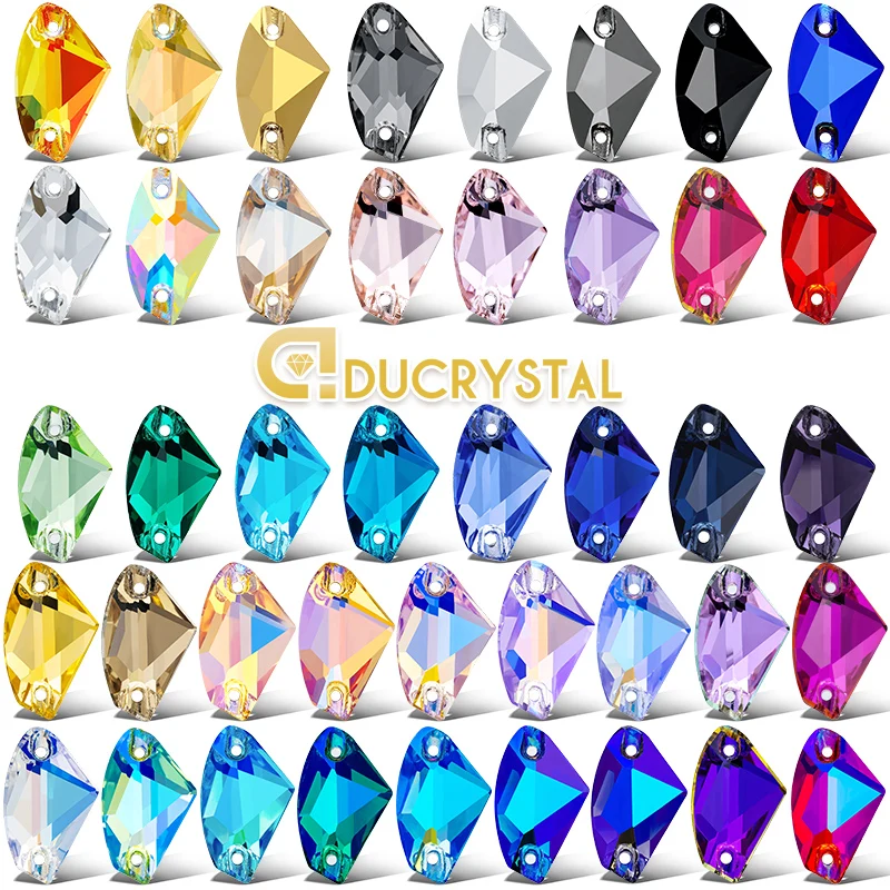 

Ducrystal Gold Base High Quality Glass Sew-On Rhinestone 9*14/12*19Mm AAAAA Flatback Sew Rhinestone Costume Decoration