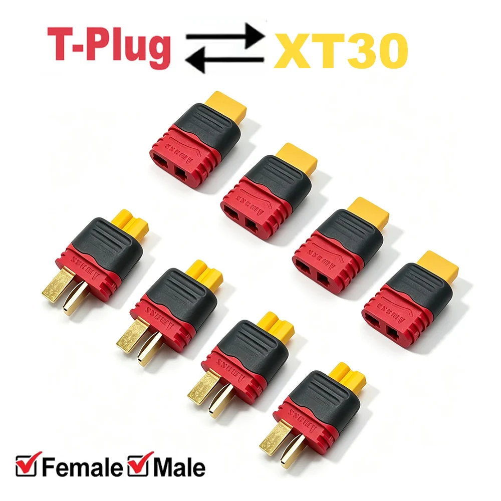 XT30-Stecker auf Deans T-Stecker Konverter, RC-Stecker-Buchse-Ladeadapter für RC-Auto, Flugzeug, Lipo-Akku, ESC