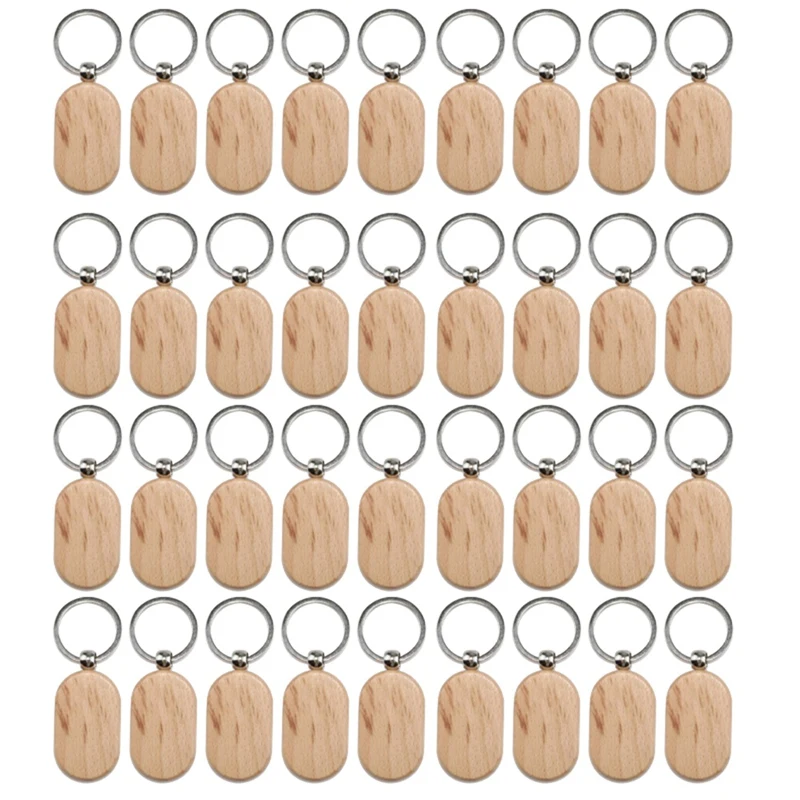 

50 Pieces Blank Wooden Key Tag Key Engraving Blanks Unfinished Wood Keychain Key Ring Key Tags For DIY Crafts Style 16