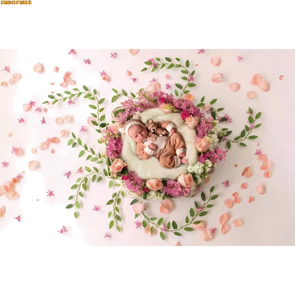 

Newborn Portrait Wooden Swing Backdrop Flowers plank Bed Baby Shower Children Birthday Party Decor Background Photo Studio Props