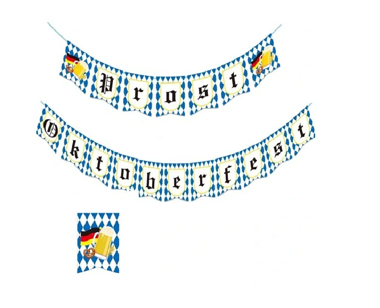Oktoberfest Garland Banner 150cm Beierse stijl vlagdecoratie, feestornament achtergrondfoto teken feestevenement Duits