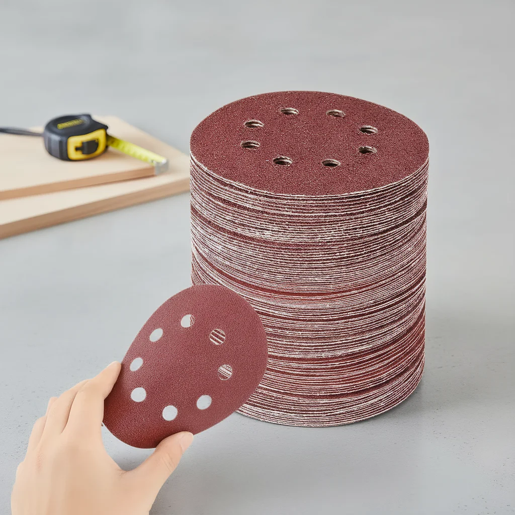 

5-дюймовые шлифовальные диски из оксида алюминия с зернистостью 80 — крючок и петля с 8 отверстиями для полировки металла/дерева