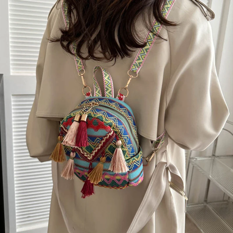 Women's Lightweight Bohemian Tassel Shoulder Bag - Waterproof Crossbody Purse for Travel, Outdoor Casual Small Handbag