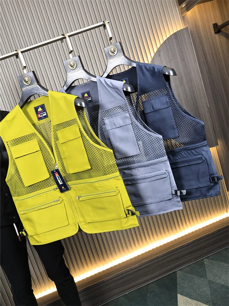 

Мужской летний дышащий жилет Me, многокамерный спортивный жилет на открытом воздухе с v-образным вырезом, свободный крой Faion Urban, тонкий легкий вес