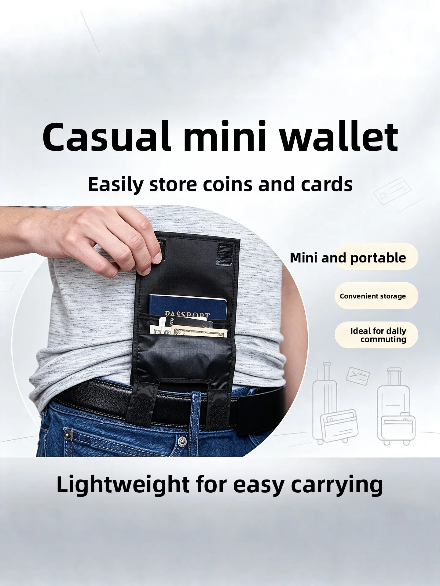Convenient  Belt Wallet Ultra Invisible Anti-Theft Soft Leather Coin Purse Anti-Theft Personal Travel Document Card Holder