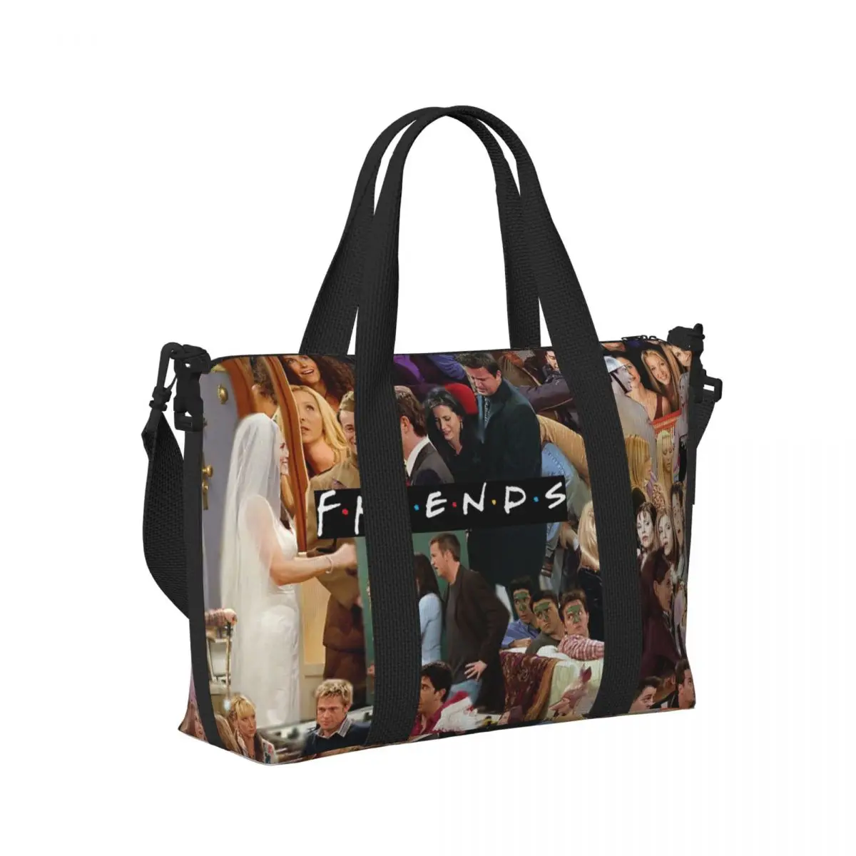 

Retro Vintage Friends Collage Classic TV Beach Travel Bag Capacity Tote Bags for Gym Sport Women Shopping Duffle Shoulder Bag