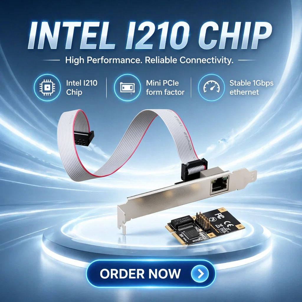 Carte LAN Mini PCIe vers 1 Gigabit, avec ensemble familial Intel I210, 100/1000 Mbps