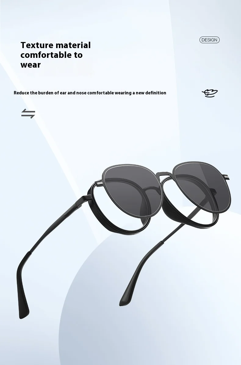 VCKA 3-in-1-Sonnenbrillengestell mit Myopie, klassischer Herren-Magnetclip, polarisiert, verschreibungspflichtig, für Damen, individuelle Optik, -0,50 bis -10 – Detail 6
