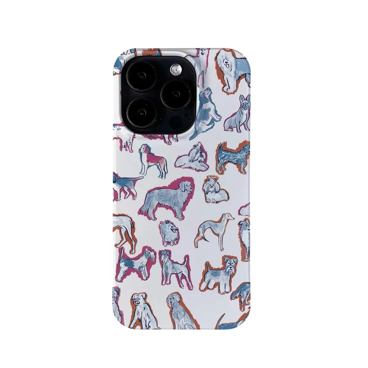 

Blue Pink Graffiti Dog Cartoon Phone Case for IPHONE 17 Air 16E 15 PROMAX 14 Plus 13 12 MINI 11PRO 16Plus XR Acrylic Phone Cover