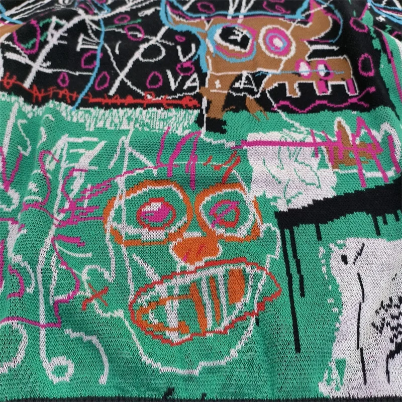 Winter Heavy Industrial WACKO MARIA Japanese Harajuku Sweater High Street Fashion Knitting Jacquard Mens Womens Pullover Sweater