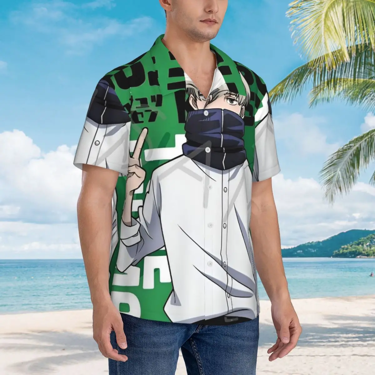 

Jujutsu Kaisen Toge Inumaki Hawaiian Shirts Fashion Men Short Sleeve Shirt for Summer Beach Men's Lapel Tops
