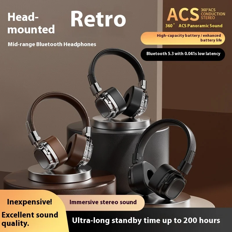 2025 جديد Ins الأمريكية ريترو ستايل سماعة لاسلكية تعمل بالبلوتوث 5.3 سماعات علوية سماعات باس ثقيلة للهواتف المحمولة وأجهزة الكمبيوتر