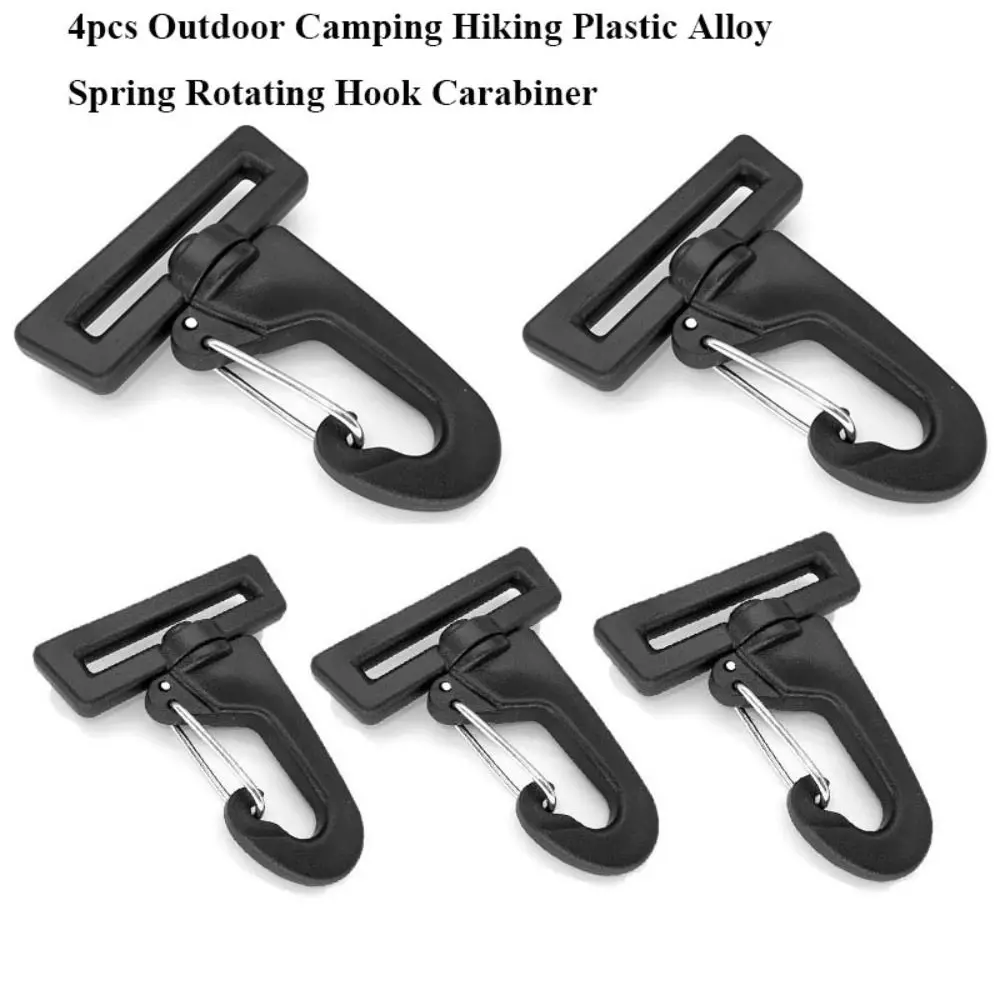 New Black Camping Hiking Keychain 25mm/38mm Spring Rotating Hook Belt Clip Outdoor Tool