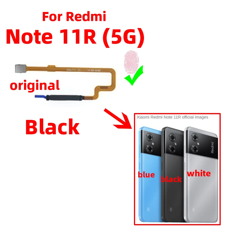Ori For Xiaomi redmi note 11R Fingerprint Sensor Home Return Key Menu Power Button Flex Ribbon Cable