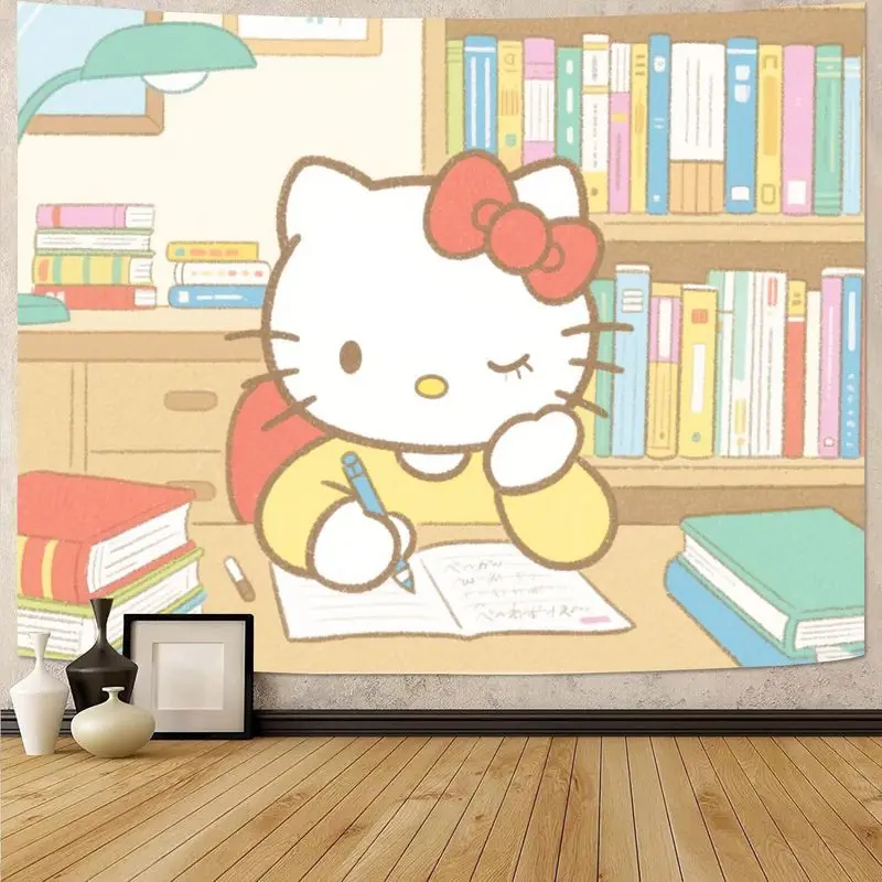 

1PC Cute Cat Reading Tapestry Kawaii Wall Art for Kids Room, Cozy Polyester Decor, Perfect Gift for Cat Lovers
