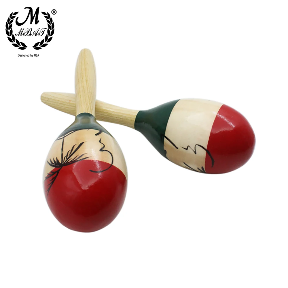 M MBAT 1Pair Colour Wood Maracas Wooden Tropical Party Percussion Shakers Wooden Sand Hammer Musical Party Child Baby Shaker Toy