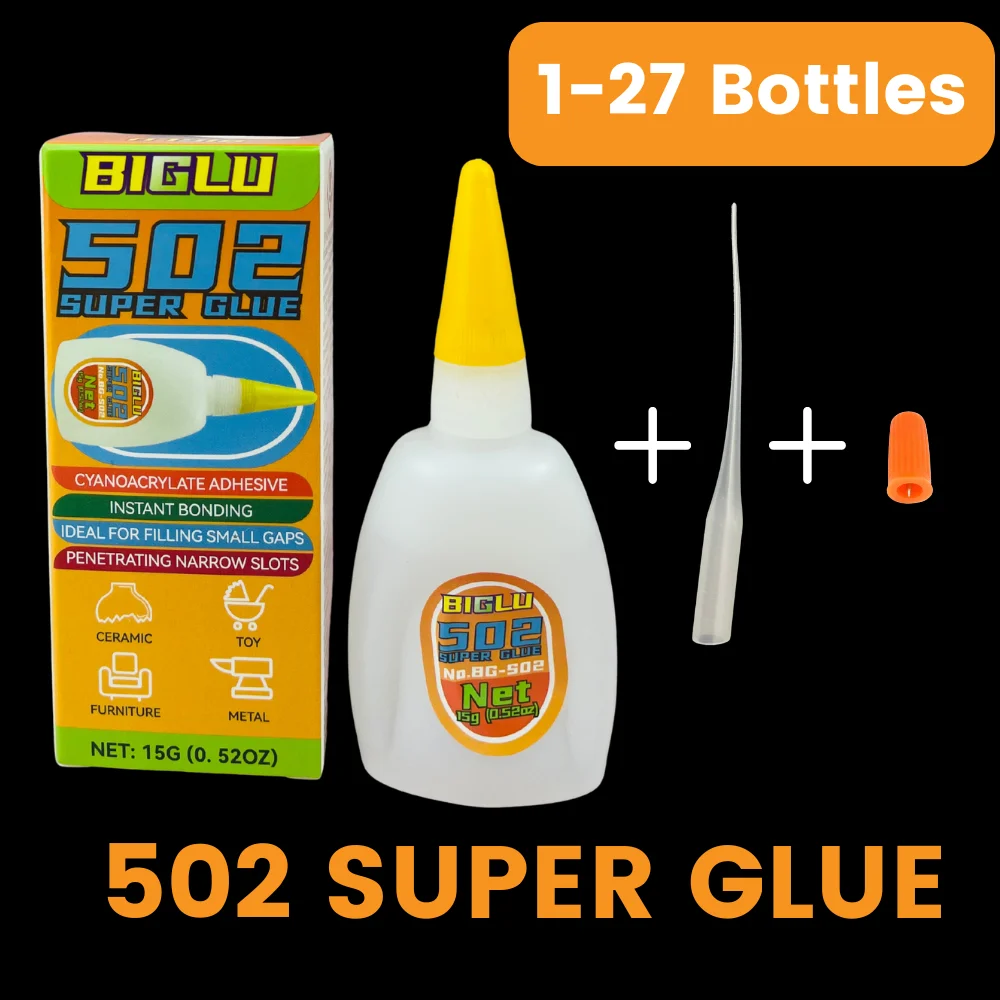 502 Super Glue Instant Quick-bonding Cyanoacrylate Adhesive Leather Rubber Wood Metal Ideal for Small Gap Thin Liquid Glue 15g