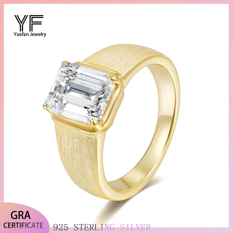 

S925 silver octagonal 5*7mm moissanite men's ring, hand-brushed craftsmanship, D color VVS moissanite men's ring jewelry gift