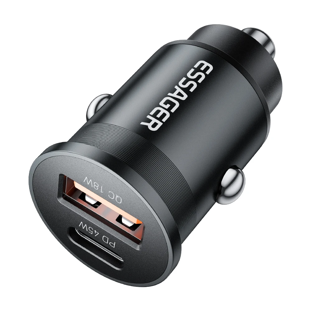 Essager 45w mini carregador de carro usb qc 3.0 pd 3.0 scp afc usb tipo c carregador de telefone móvel para iphone huawei samsung xiaomi ipad