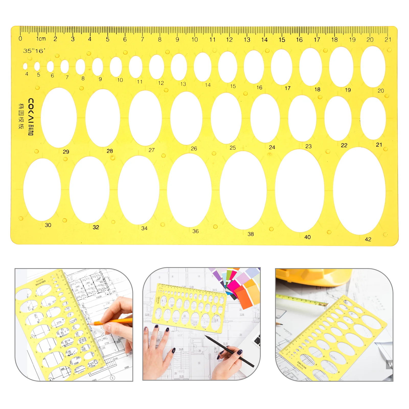 

Ellipse Draft Rulers Plastic Transparent Drawing Templates Measuring Geometric Rulers Orange for School Office Architecture Art