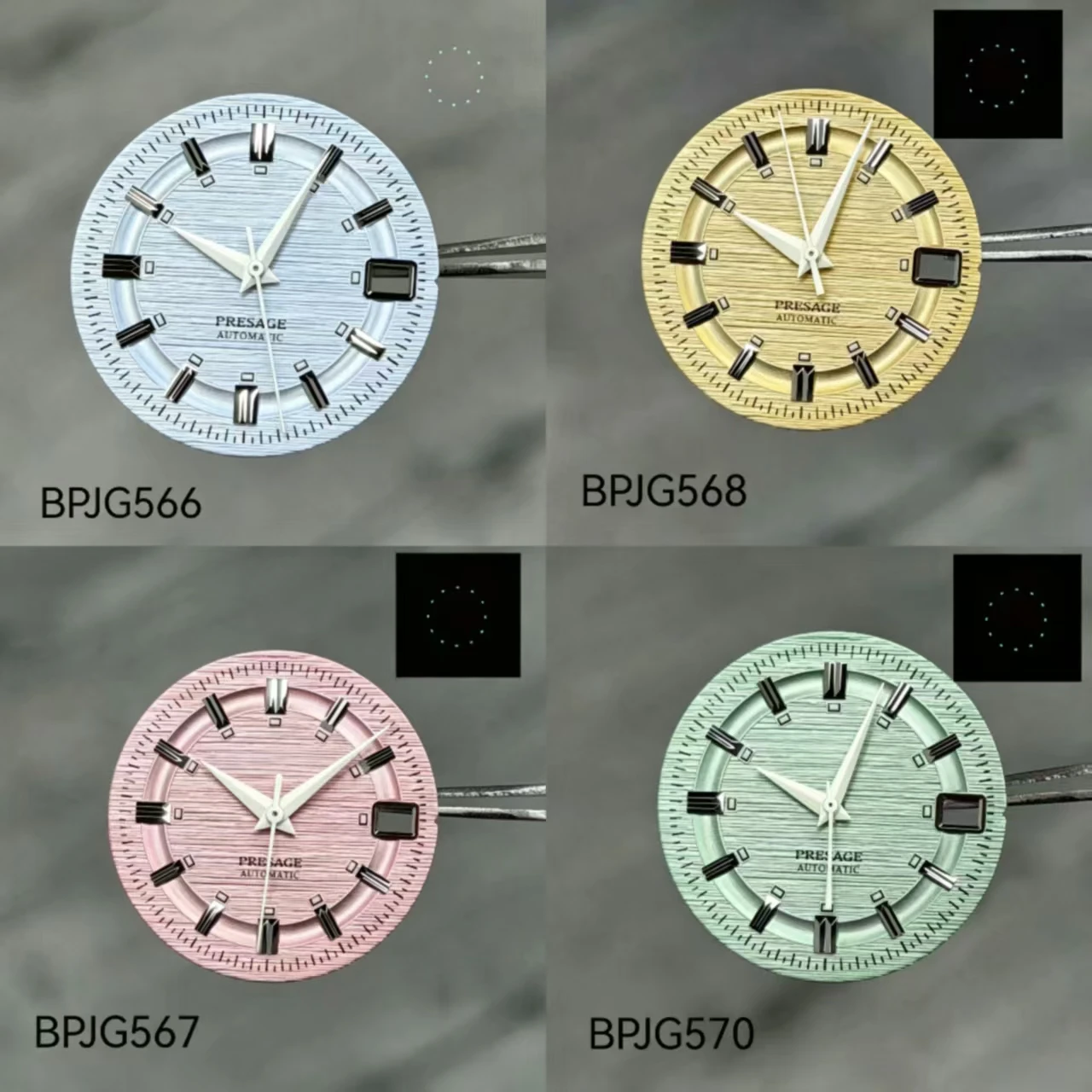  28.5mm  NH35 S logo presage dial groove green and low night light macaron color suitable for NH35 Movement Girl’s watch parts