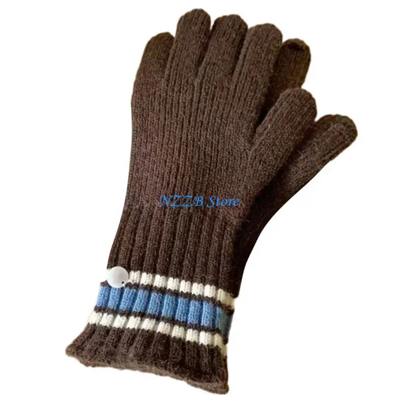 T21F قفازات حرارية محبوكة أنيقة كاملة الأصابع قفازات شتوية دافئة كاملة الأصابع #2