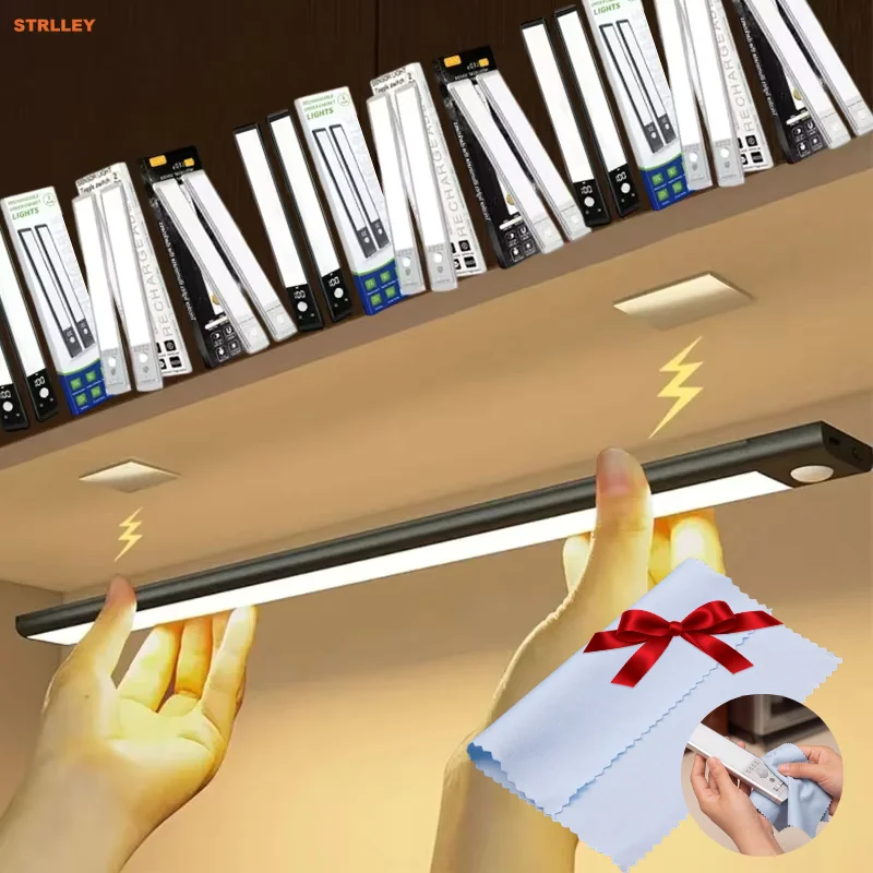 STRLLEY LED Cabinet Lights USB Type-C Rechargeable Motion Sensor Led Lamp for Kitchen Wardrobe Cabinet Lighting 10-20-25-26-30cm