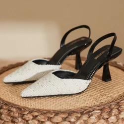 New Summer Pointed Toe Pumps Sandals Women Fashion Slingback Shoes Dress Female Elegant Shallow High Heels Sandalias De Mujer