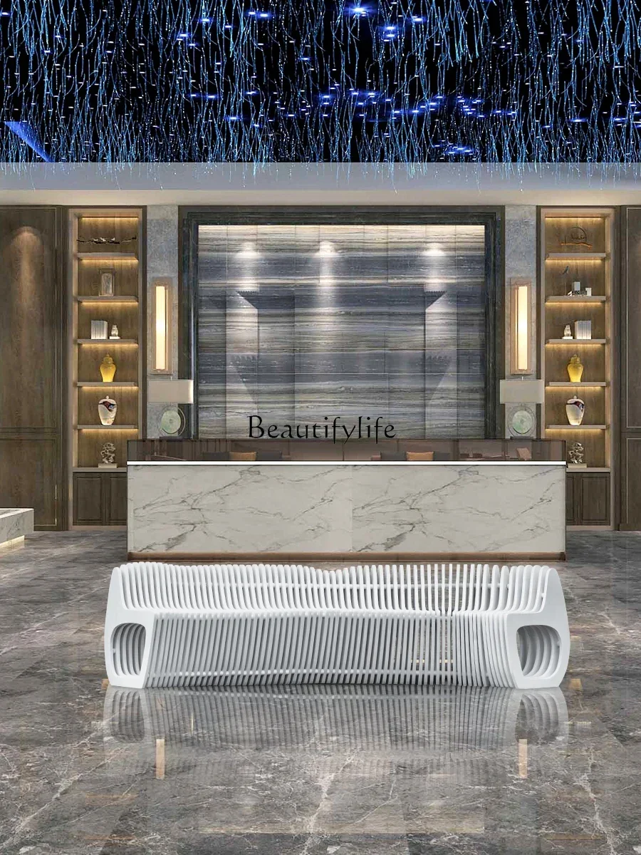 D332Exhibition hall art installation creative slice chair shopping mall public rest area solid wood bench