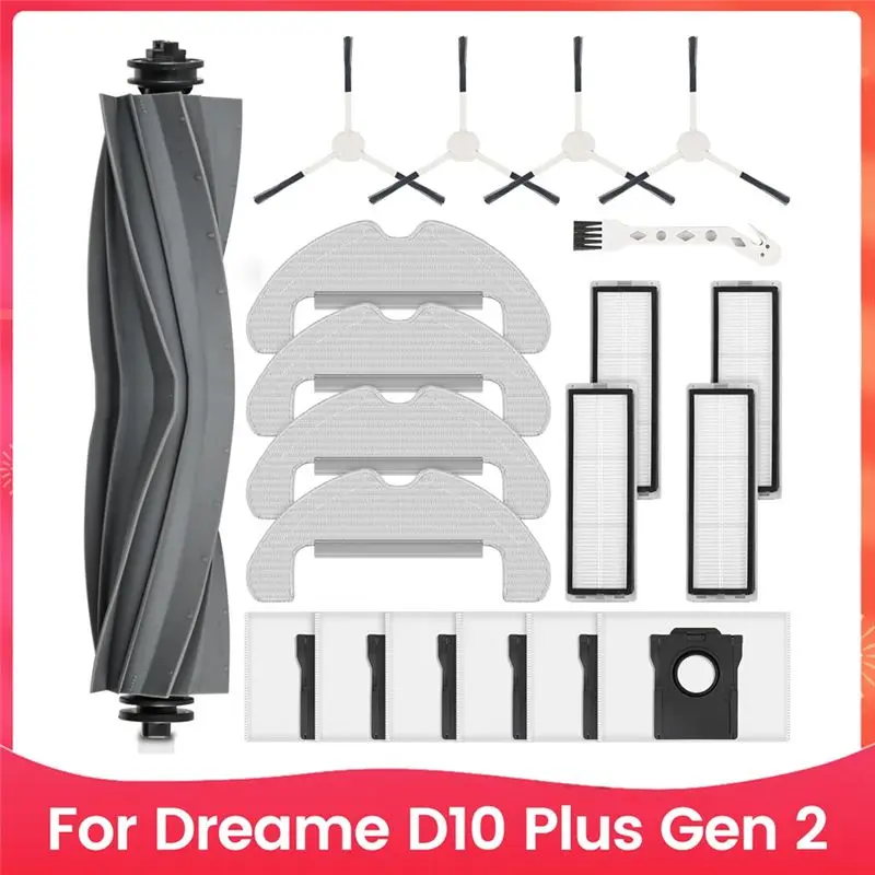 B62B-Replacement Accessories For Dreame D10 Plus Gen 2 Robot Vacuum Main Side Brush Hepa Filter Mop Cloth Dust Bag
