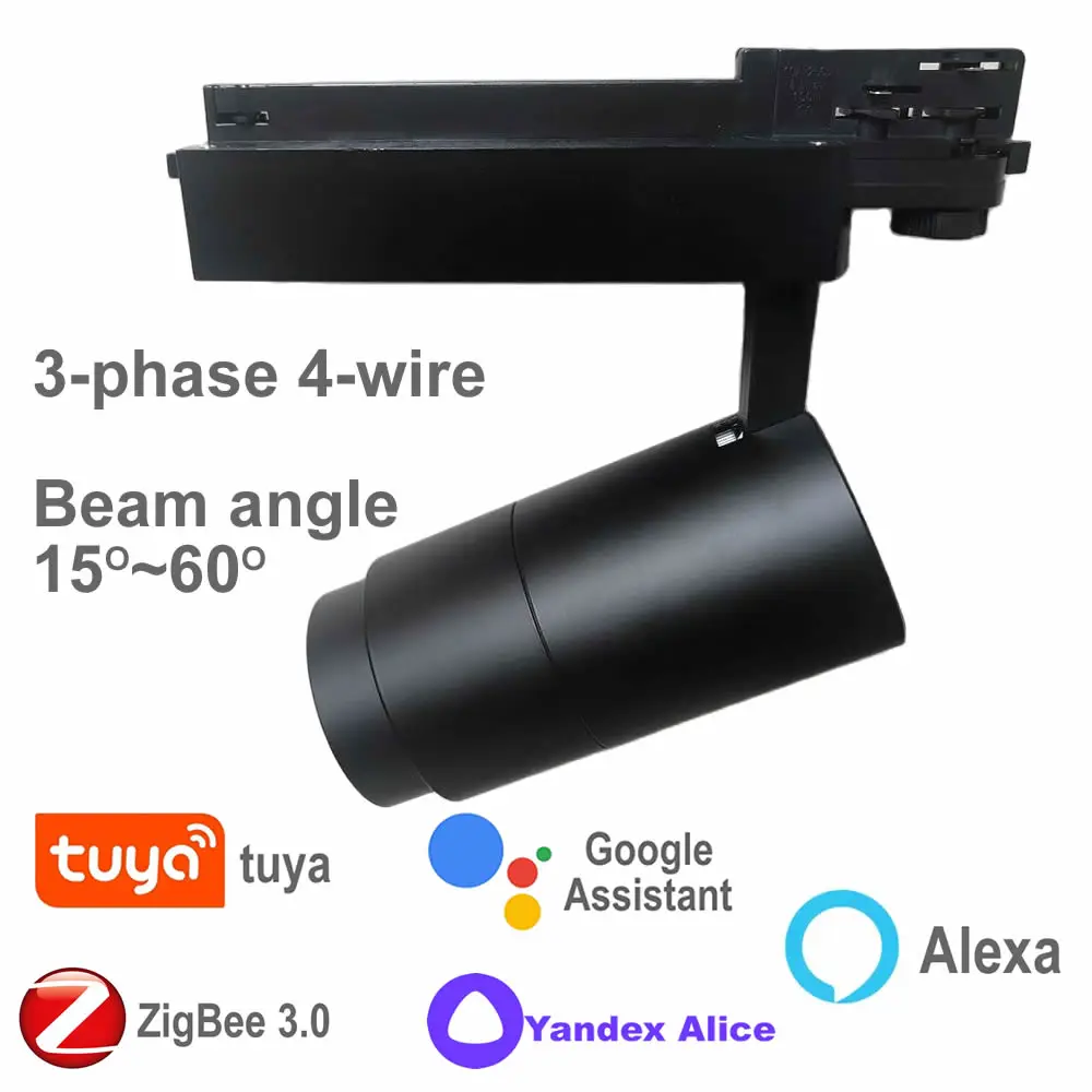 

3 Phase 4 Wire Led Track Light Tuya Smart Zigbee Dimmable Hue Lamp 2MQTT Alice Assistant Alexa Rail Spot Led Fixture Wall Lamp