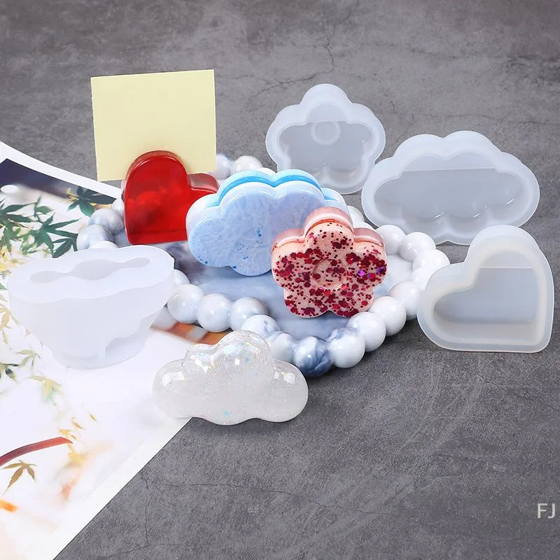 

[YU]Business Card Notes Holder Silicone Mold DIY Heart Cloud Flower Shape Card Stand Office Desktop Ornaments Epoxy Resin Mold