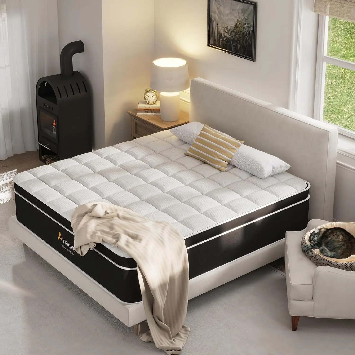 Firm King Size Mattress 14 Inch Hybrid King Bed Mattress with Gel Memory Foam and Pocket Springs for Pressure Relief Motion Isol