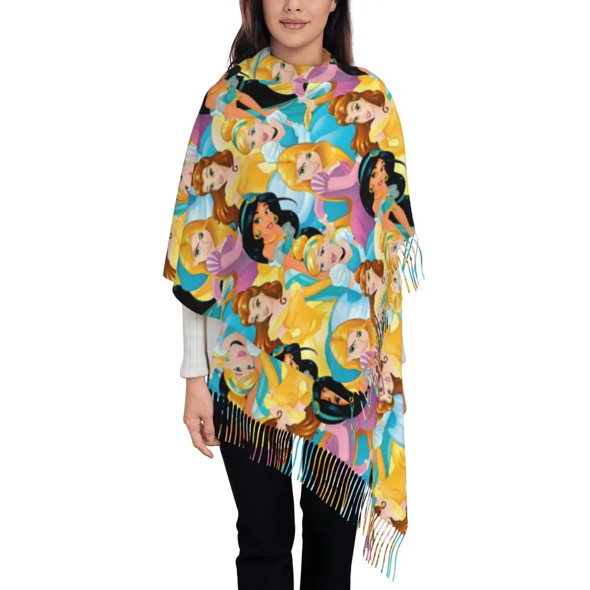 

Custom Tassel Scarf Women Soft Princess Anime Kawaii Shawls Wraps Lady Winter Fall Scarves