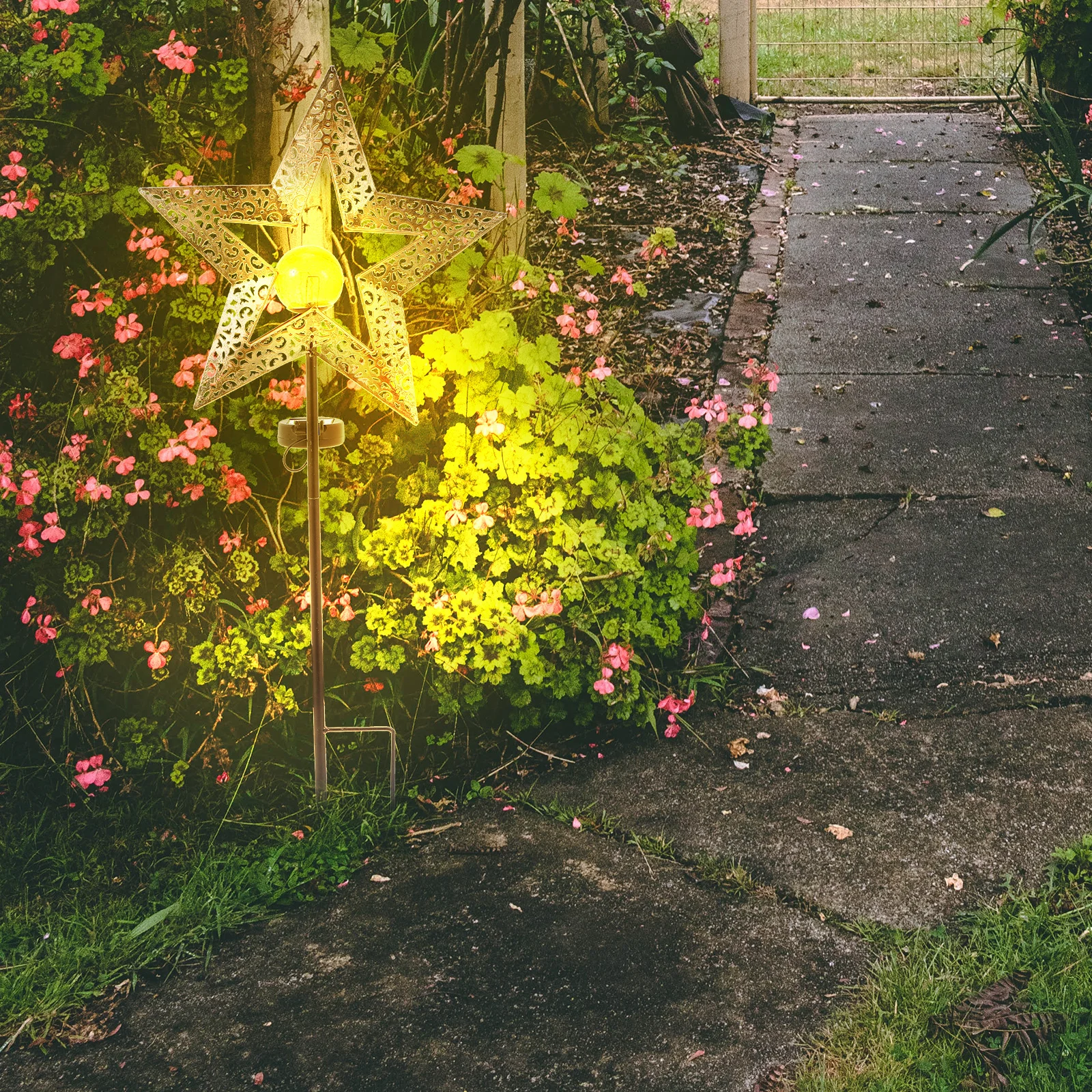 

1Pcs Solar Star Ground Lamp Hollow-Out Garden Lawn Light Landscape Yard Outdoor Ground Inserting Lamp Solar Light