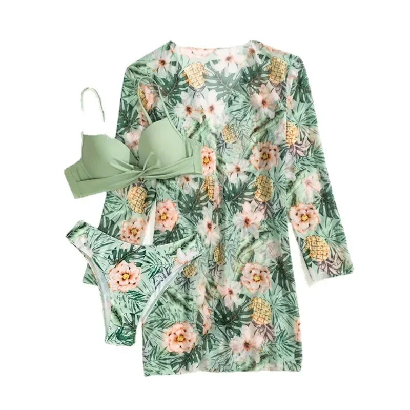 Dreiteiliges Bikini-Set, Strandrock, Tuniken für den Strand, Vertuschung, Badeanzug, Damen, Rüschen, Biquini, Badeanzug, Sommer, Strandkleidung