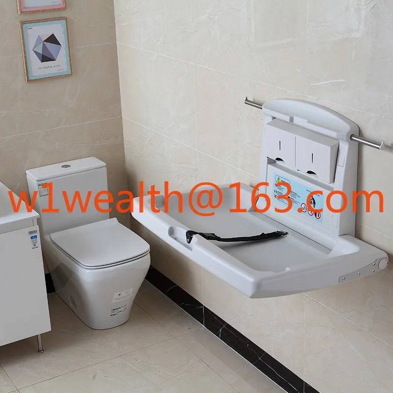 Sale HDPE Plastic Wall Mounted Baby Diaper Changing Table With Paper Holder for Commercial Hotel and Shopping Mall