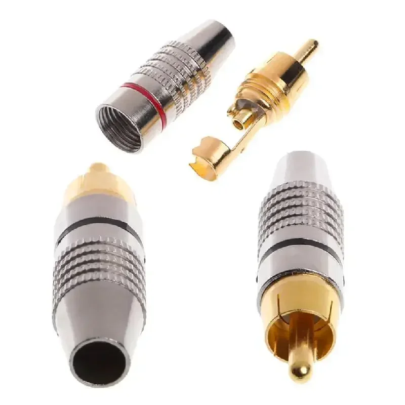 10pcs/20pcs RCA Male Plug Audio Video Locking Cable Connector Gold Plated      45mm RCA Male Plug Connectors