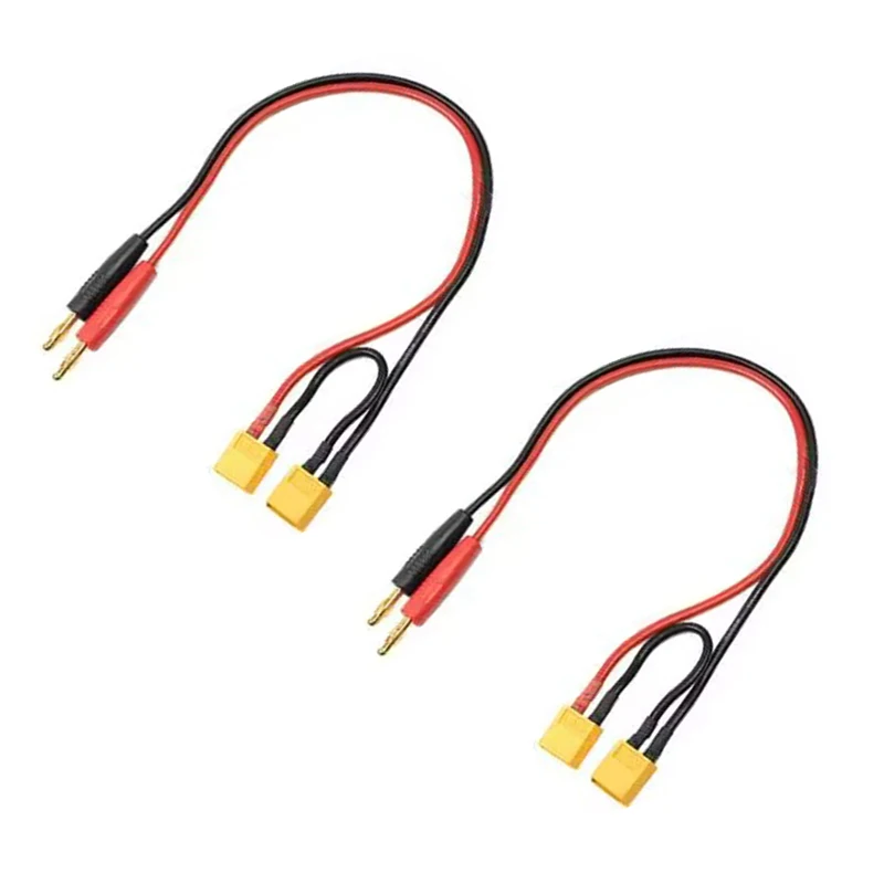 1/2 Pcs XT60 Charge Lead 2 XT60 Male Connector Serial adapter to 4.0mm Gold Plated Plug Connector Charge RC Lead Wire 14awg 30cm