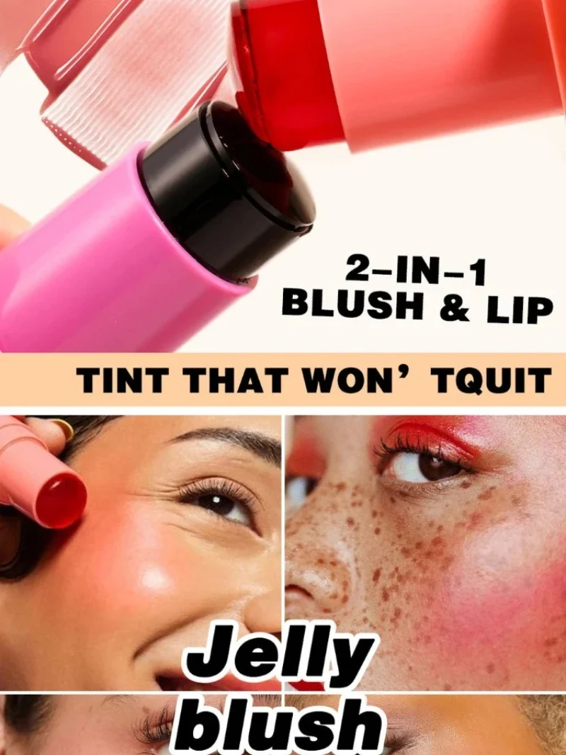 MISS ROSE Jelly Matte Moisturising Bouncy Blush Stick Makeup Sheer Coverage Oil Control Natural Finish Blendable Cushiony Blushe