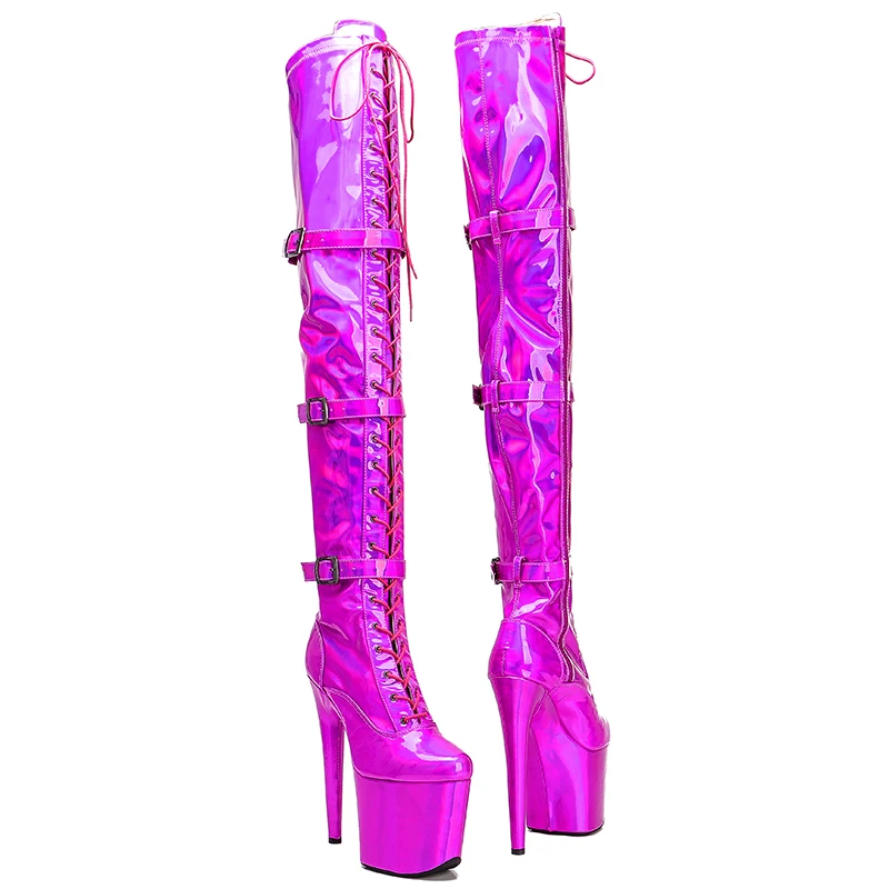 Leecabe  20CM/8inches Pole dancing shoes High Heel platform Boots closed toe Pole Dance boots