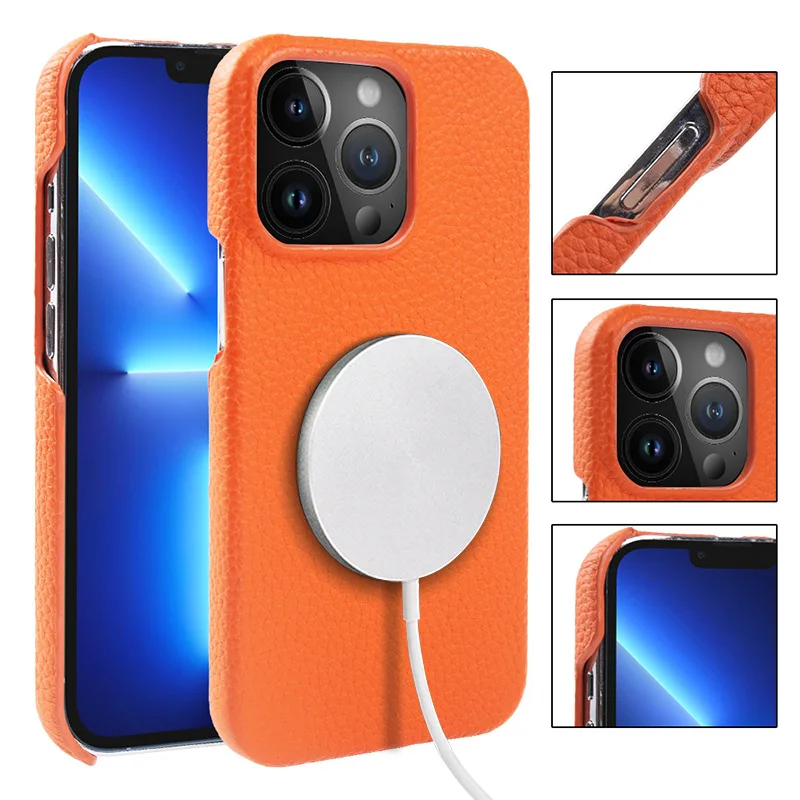

case for iPhone 17 16 15 14 13 magnetic mobile phone case half-covered genuine leather mobile phone case