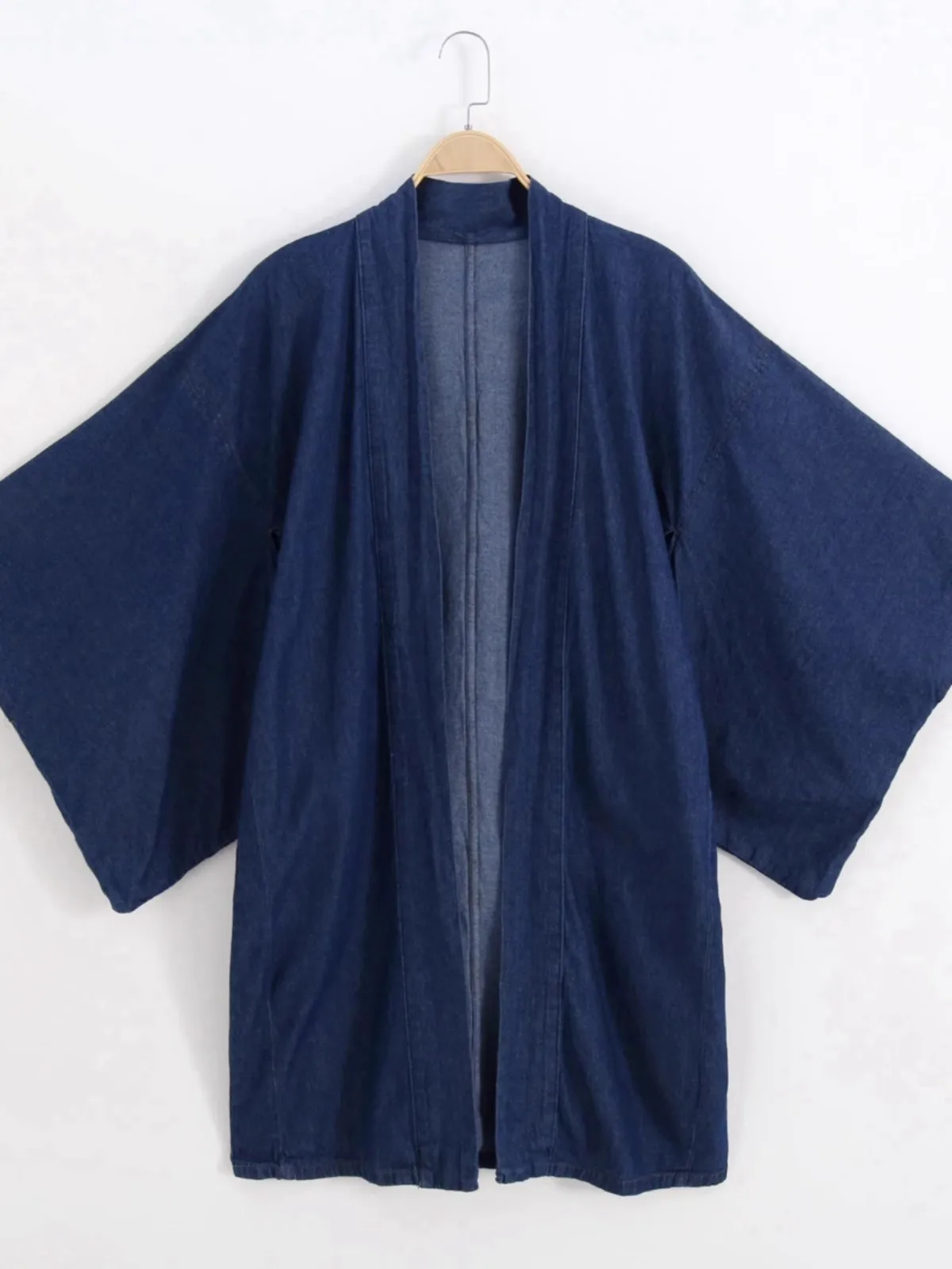 

Women Denim-Cotton Kimono Set: Haori Outer Coat with Semi-Formal Style (Spring/Fall, Solid Colors, Short Furisode Sleeves)