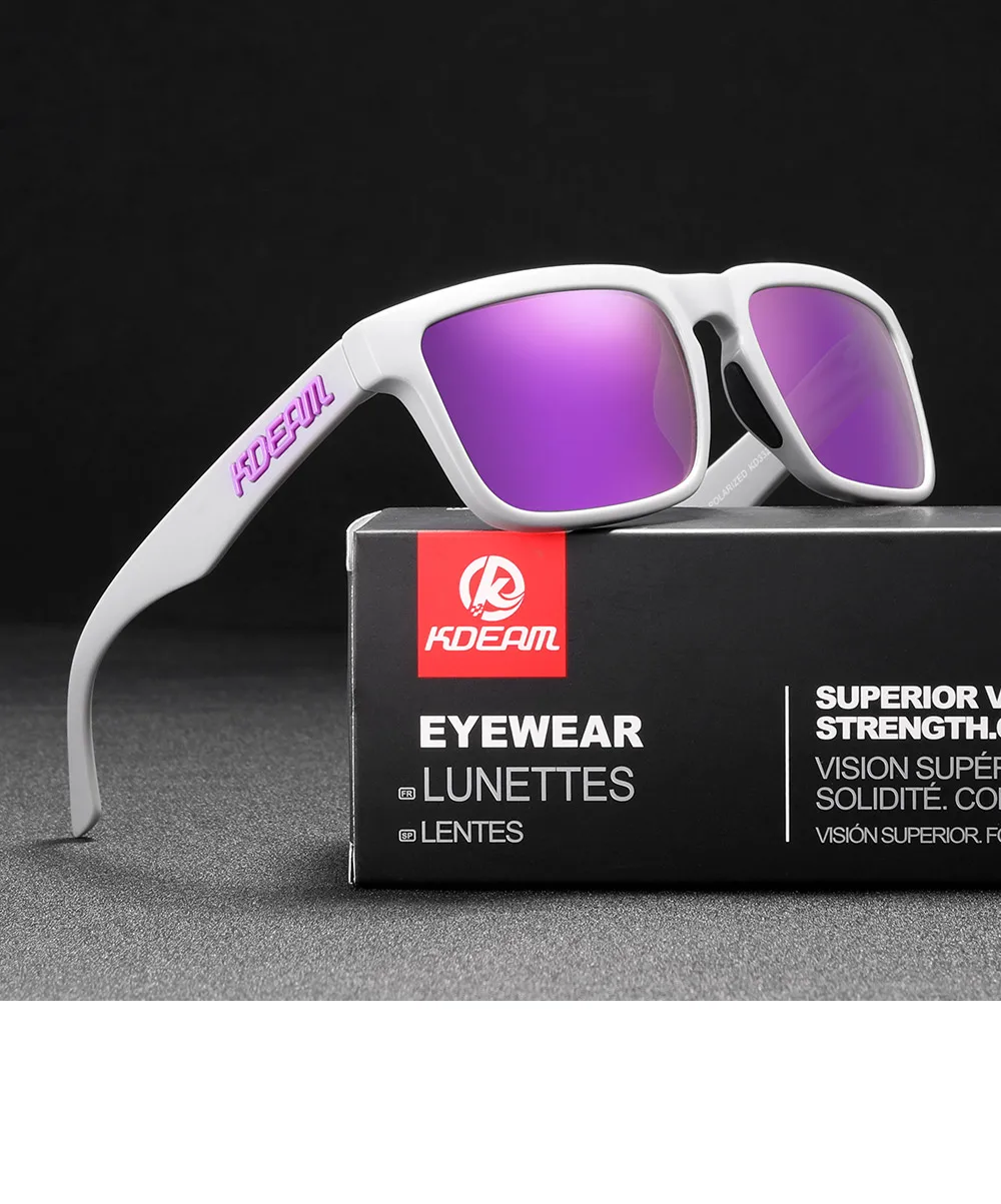 KDEAM Polarisierte Sonnenbrille für Herren, Angeln, Lebensstile, verspiegelte, farbblockierende Sonnenbrille, Damen-Legende, quadratische Sonnenbrille mit Box – Detail 13