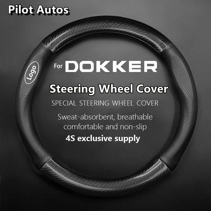 For DACIA For Dokker Steering Wheel Cover Genuine Leather Carbon Fiber Summer Winter Women Man