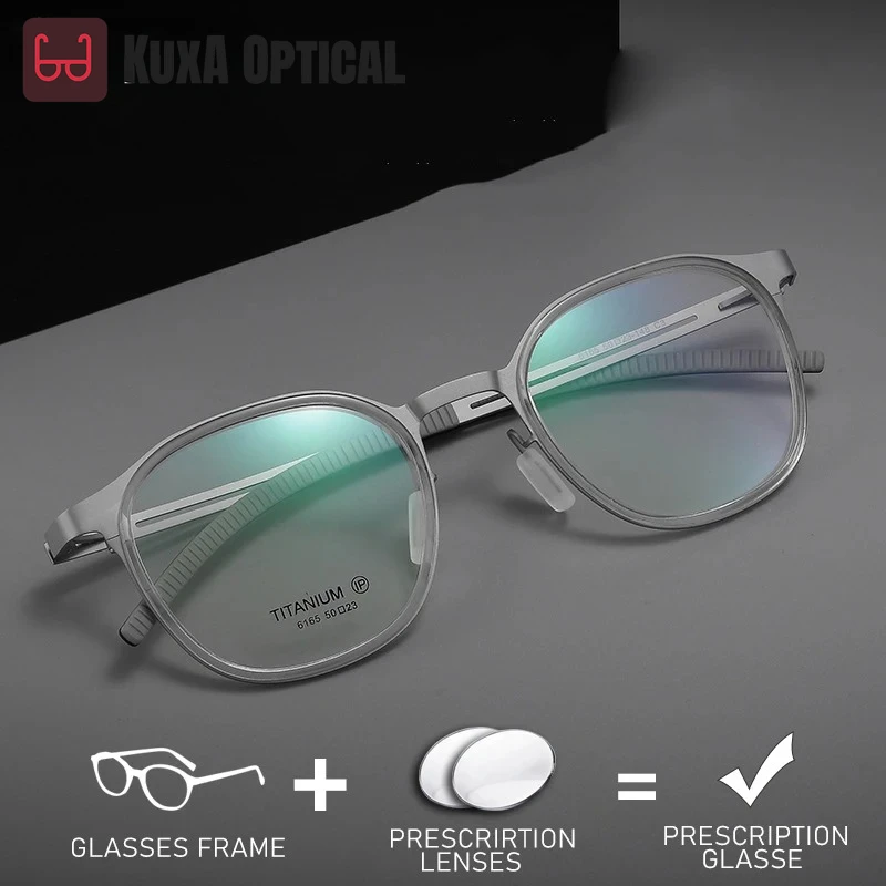 

KUXA Slim Design Eyewear Men's Prescription Optical Glasses Titanium Anti-Reflection Recipe Lenses Myopia Progressive Eyeglasses