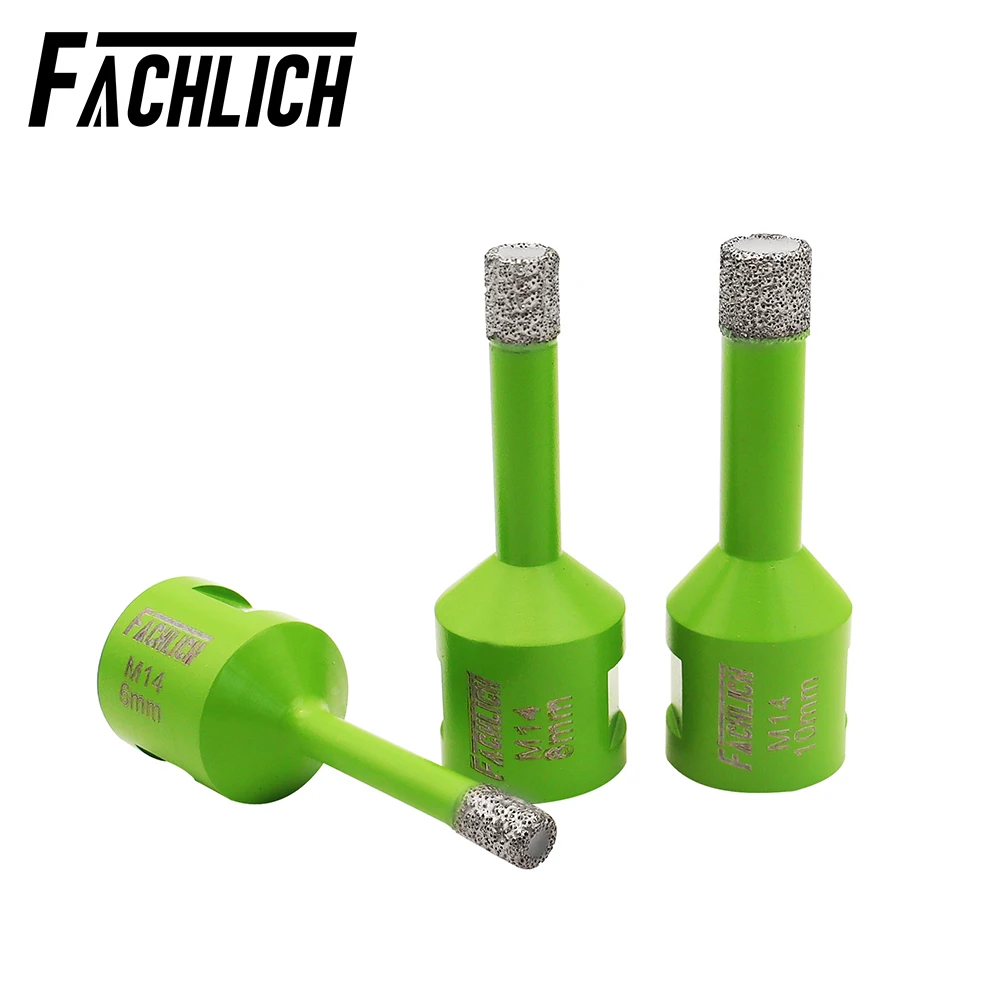 FACHLICH 1pc Diamond Drill Core Bits Dia6-16mm Hole Saw Ceramic Tile Granite Marble Stone M14 Thread Dry Drilling Angle Grinder