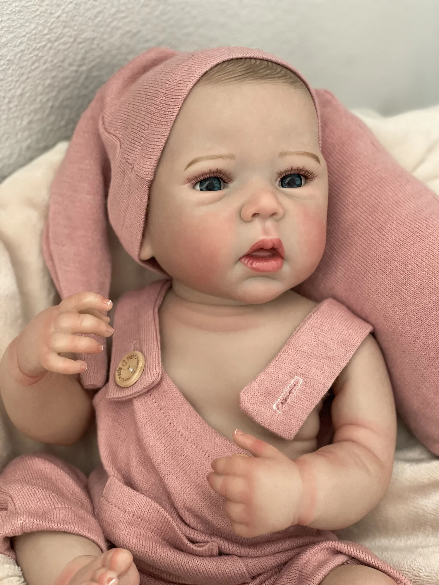 دمية طفلة حقيقية نابضة بالحياة مصنوعة يدويًا ، عيون مفتوحة ، جسم فينيل لين ، جلد مطلي ثلاثي الأبعاد ، محبوب ، 18-20" #3
