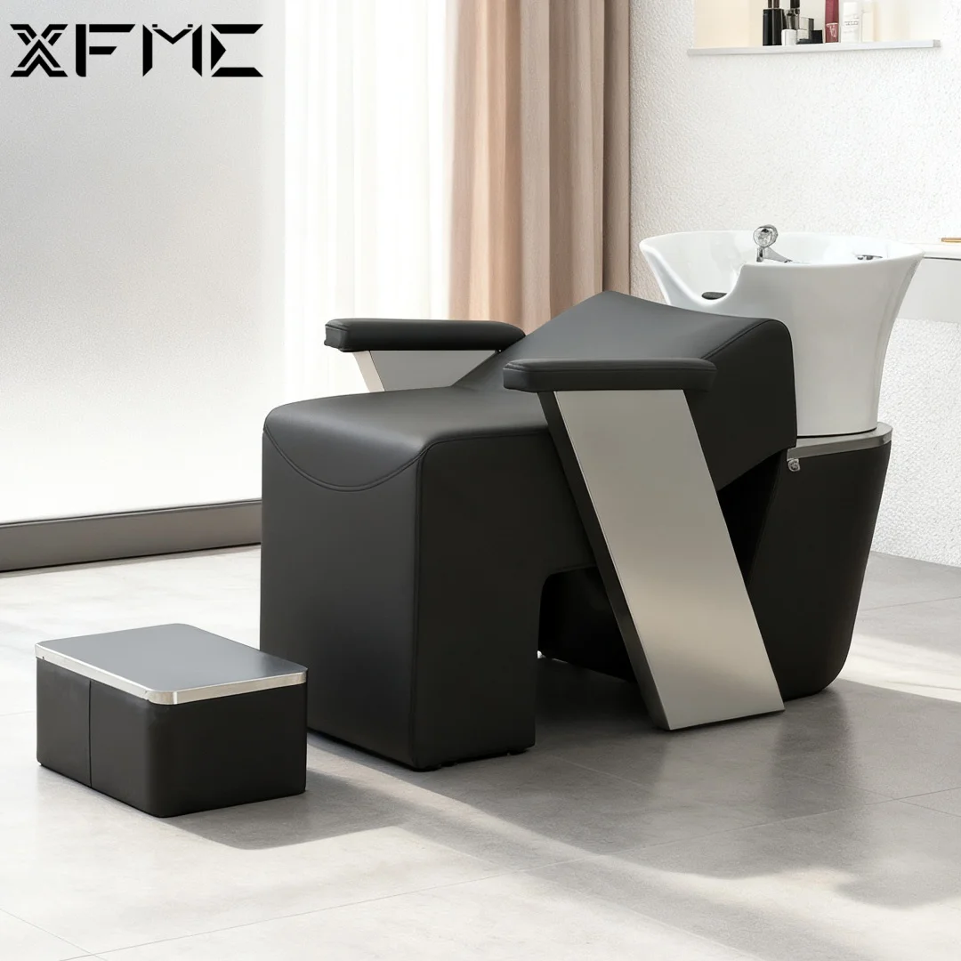 Hair Beauty Salon Hair Spa Washing Beds Barber Shop Head Spa Massage Shampoo Bowl Bed Chair with Footrest for Salon Clients